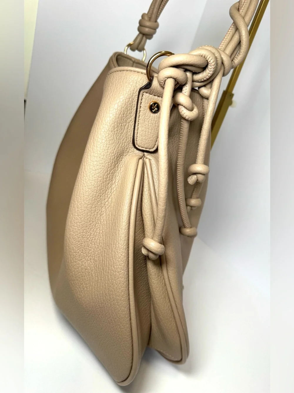 Mali + Lili Yasmin Vegan Leather Shoulder Hobo Bag - Taupe Beige - Picture 5 of 11